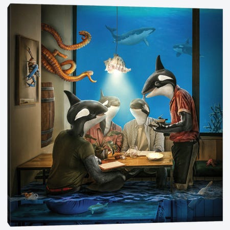 Whale Pub Canvas Print #SPS38} by spielsinn design Canvas Art