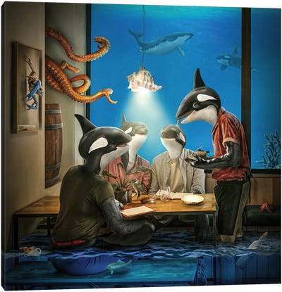 Whale Pub Canvas Art Print - Orca Whale Art