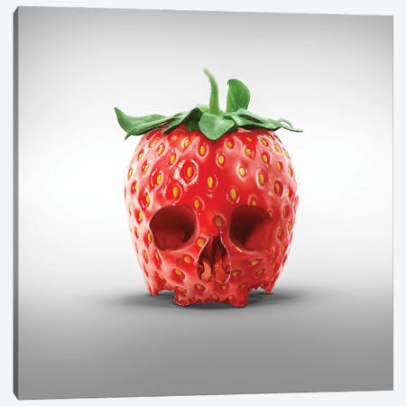Strawberry Skull Canvas Print #SPS8} by spielsinn design Canvas Artwork