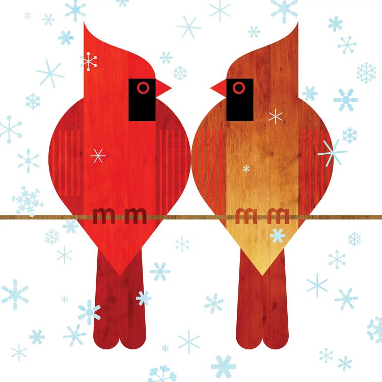 Cardinals In Snow