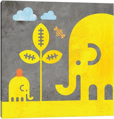 Elephants And Bee Canvas Art Print - Scott Partridge