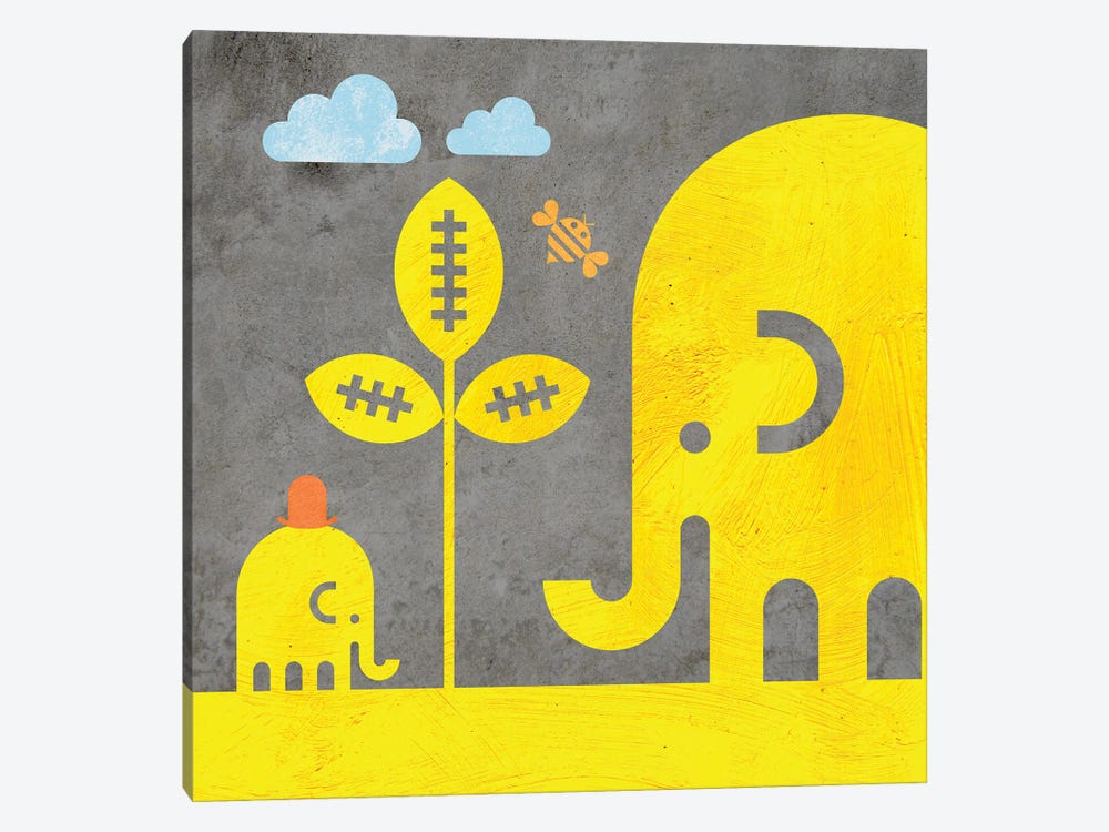 Elephants And Bee by Scott Partridge 1-piece Canvas Print