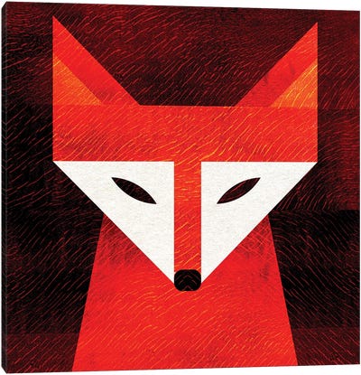 Fox Head Canvas Art Print - Mid-Century Modern Animals
