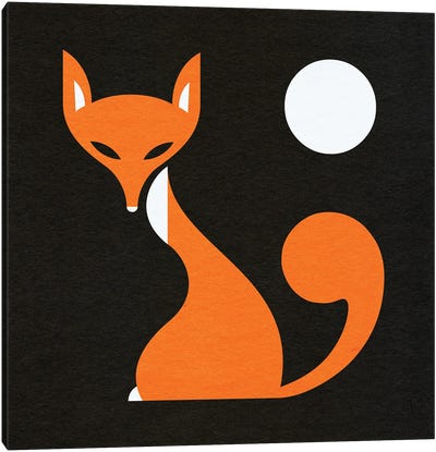 Fox And Moon Canvas Art Print - Fox Art