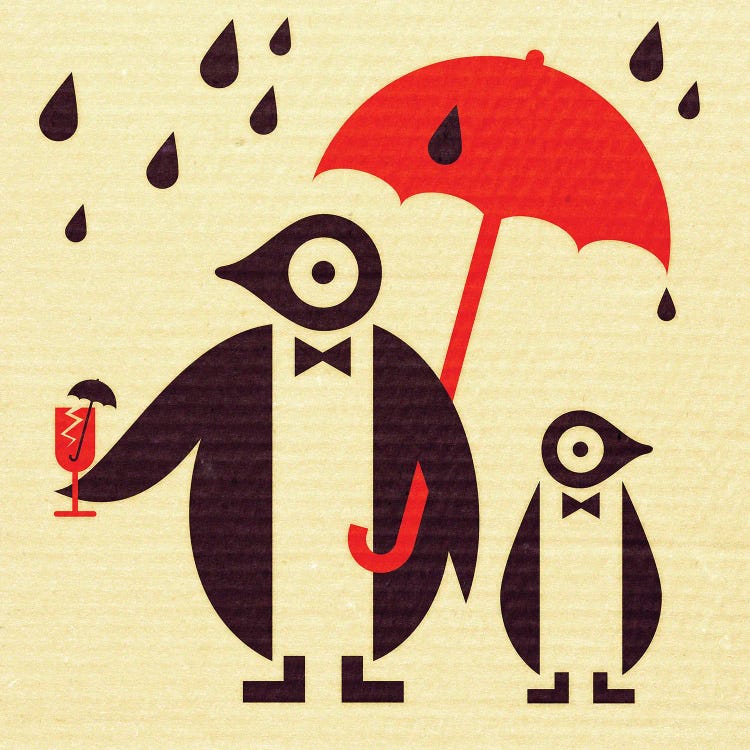 Penguins In The Rain