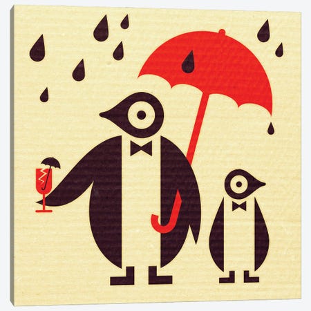 Penguins In The Rain Canvas Print #SPT73} by Scott Partridge Canvas Print