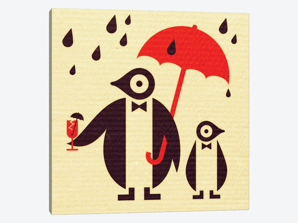 Penguins In The Rain by Scott Partridge 1-piece Canvas Artwork