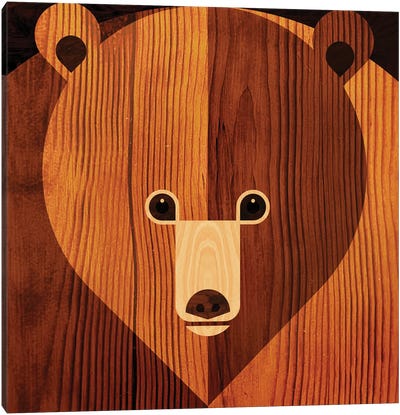 Bear Canvas Art Print - Mid-Century Modern Animals