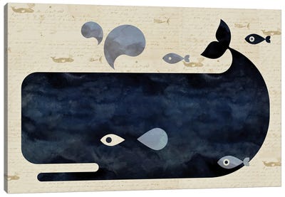 Whale On Whaler's Log Canvas Art Print - Scott Partridge
