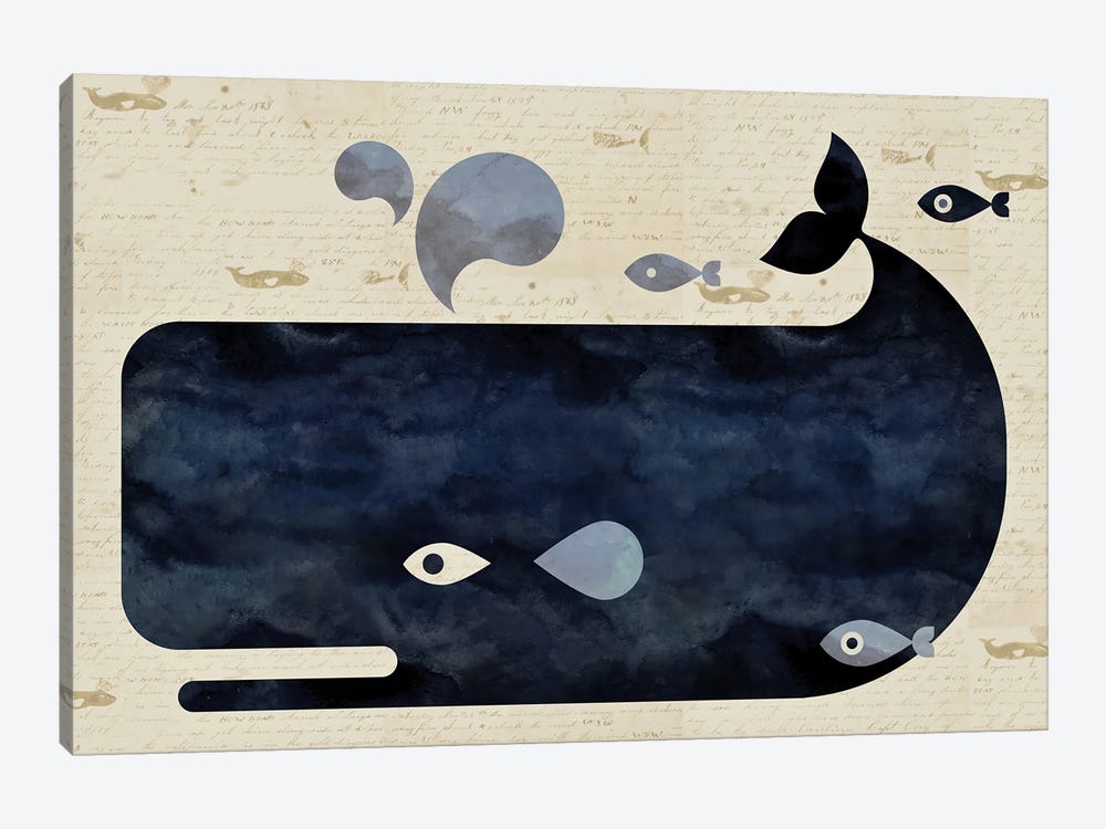 Whale On Whaler's Log by Scott Partridge 1-piece Canvas Artwork