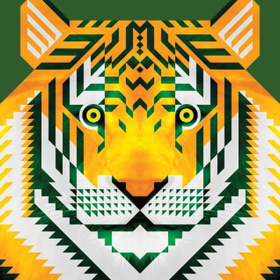 Tiger, Green And Gold by Scott Partridge metal wall art