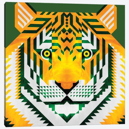Tiger, Green And Gold Canvas Print #SPT98} by Scott Partridge Canvas Art Print