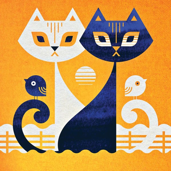 Mid-Century Modern Animals: Black And White Cats by Scott Partridge