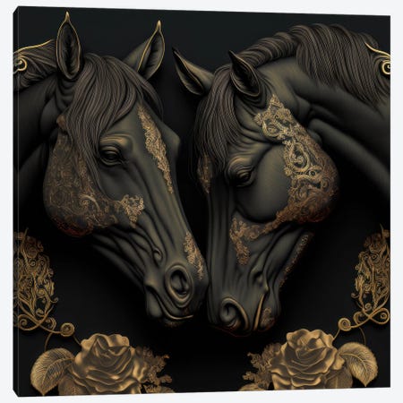 Gilded Love, Horses Canvas Print #SPU14} by Spacescapes Canvas Art Print