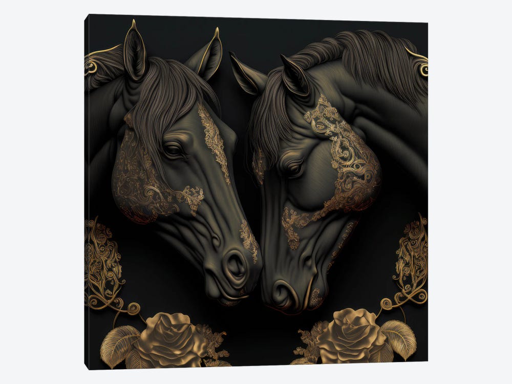 Gilded Love, Horses by Spacescapes 1-piece Canvas Wall Art