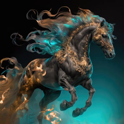 Gold Fire Stallion by Spacescapes multi panel art