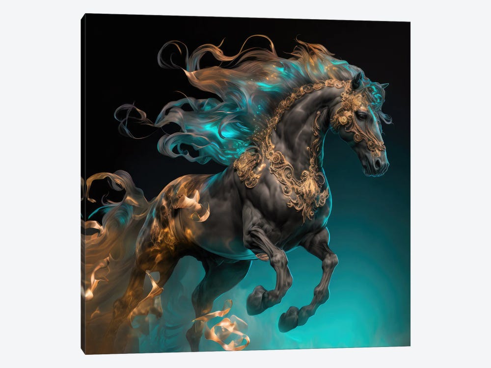 Gold Fire Stallion by Spacescapes 1-piece Art Print