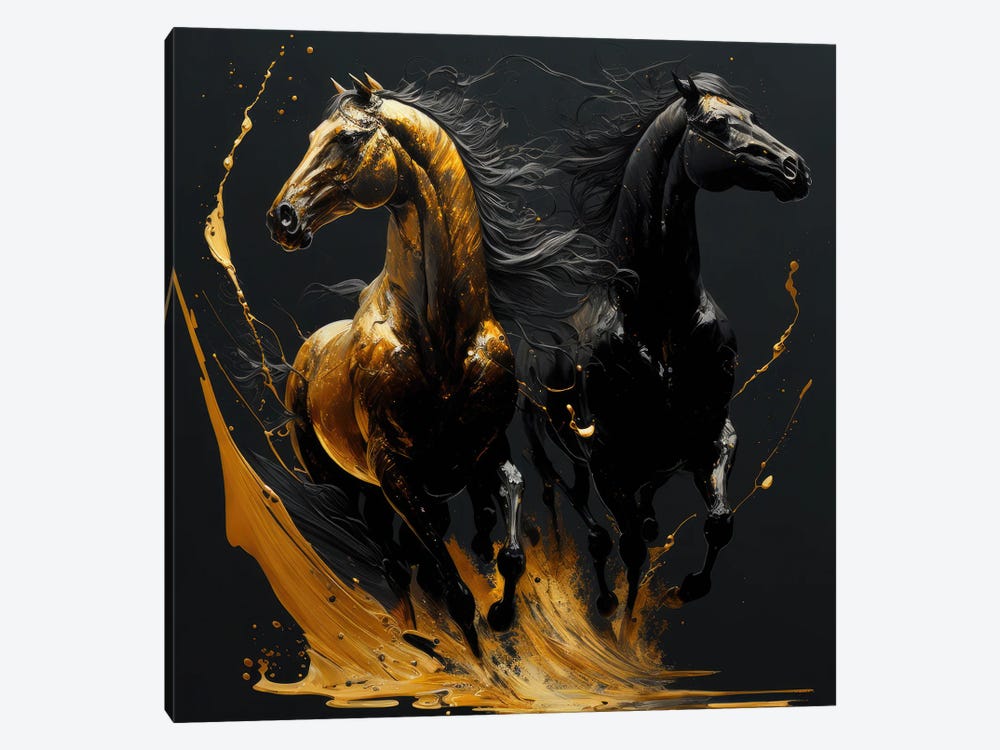 Golden Alliance, Horses by Spacescapes 1-piece Canvas Wall Art