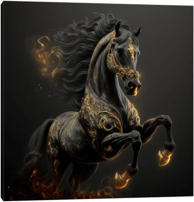 Golden Glow, Horse Canvas Art Print - Spacescapes