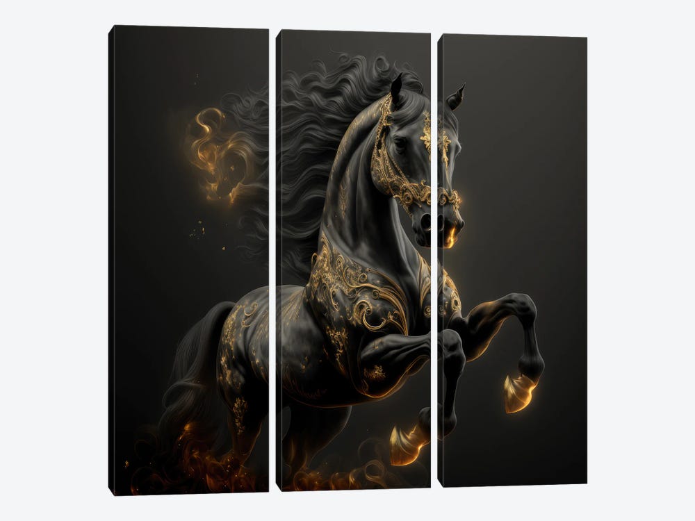 Golden Glow, Horse by Spacescapes 3-piece Canvas Art Print