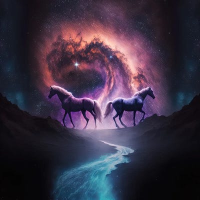 Planet Of The Stars, Horses by Spacescapes multi panel art
