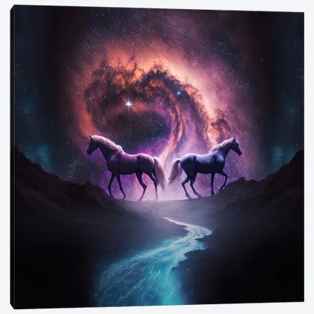 Planet Of The Stars, Horses Canvas Print #SPU19} by Spacescapes Canvas Wall Art