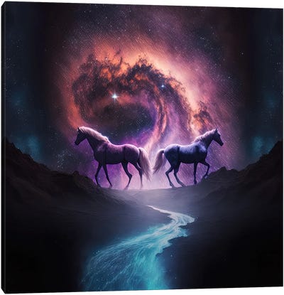 Planet Of The Stars, Horses Canvas Art Print - Spacescapes