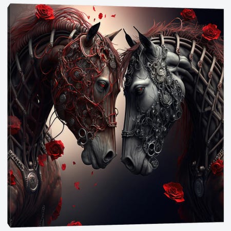 Red Petal Alliance, Horses Canvas Print #SPU20} by Spacescapes Art Print