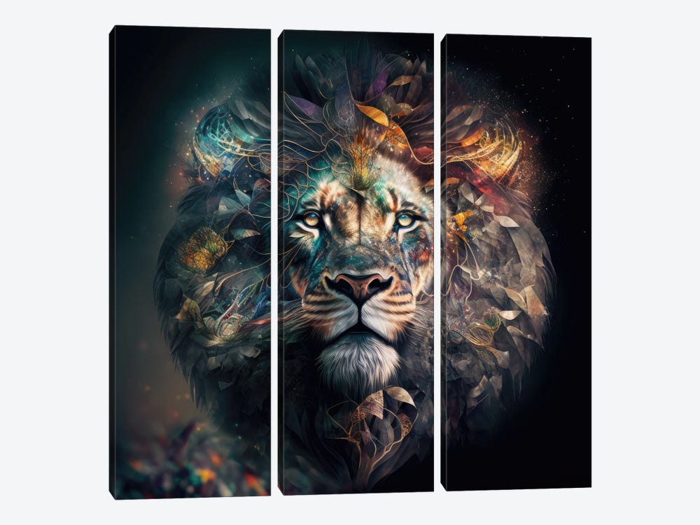 All Encompassing, Lion by Spacescapes 3-piece Canvas Art