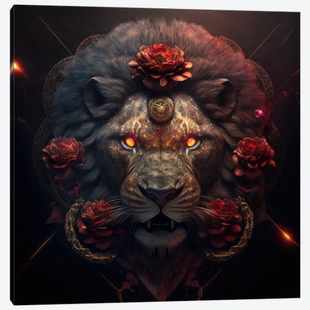 Crimson Lion Pride Canvas Print #SPU24} by Spacescapes Canvas Artwork