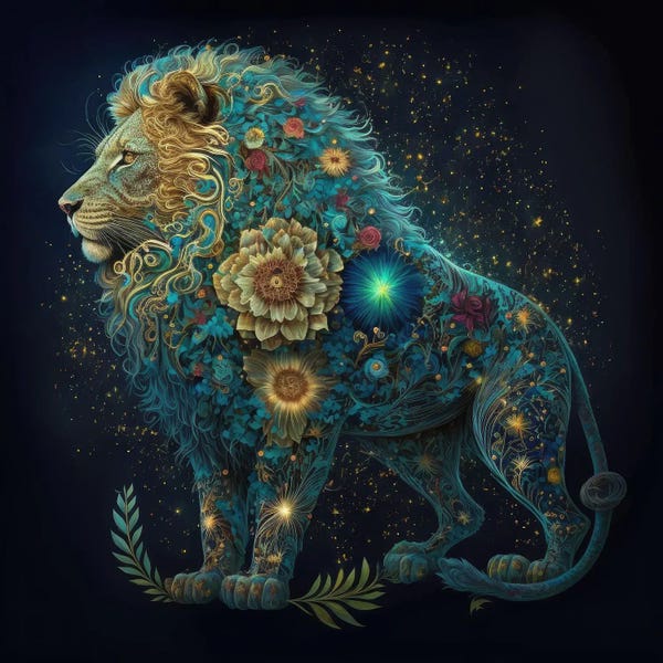 Lions: Floral Celestial Oasis by Spacescapes