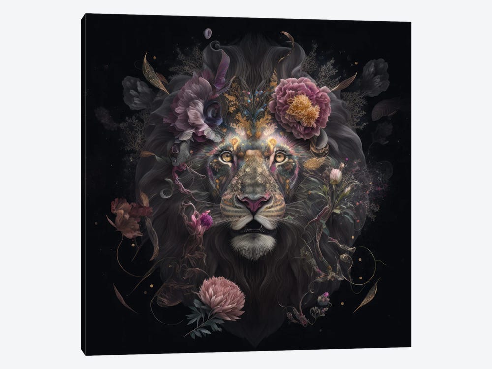 Floral Lion Pride by Spacescapes 1-piece Canvas Print