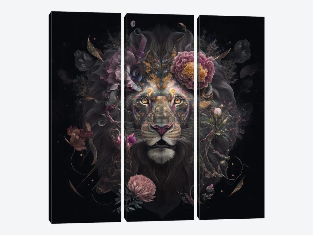 Floral Lion Pride by Spacescapes 3-piece Canvas Print