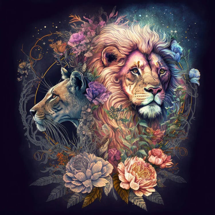 Flower Lion Pride Unite by Spacescapes wall art