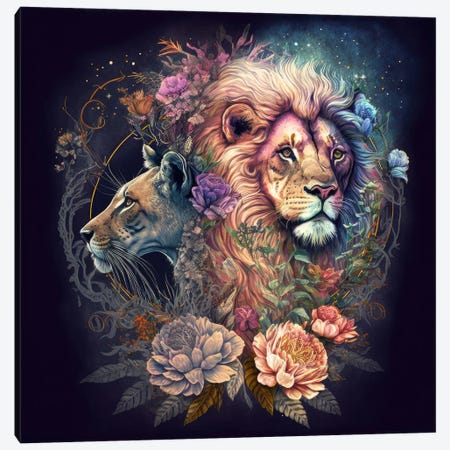 Flower Lion Pride Unite Canvas Print #SPU28} by Spacescapes Canvas Art Print
