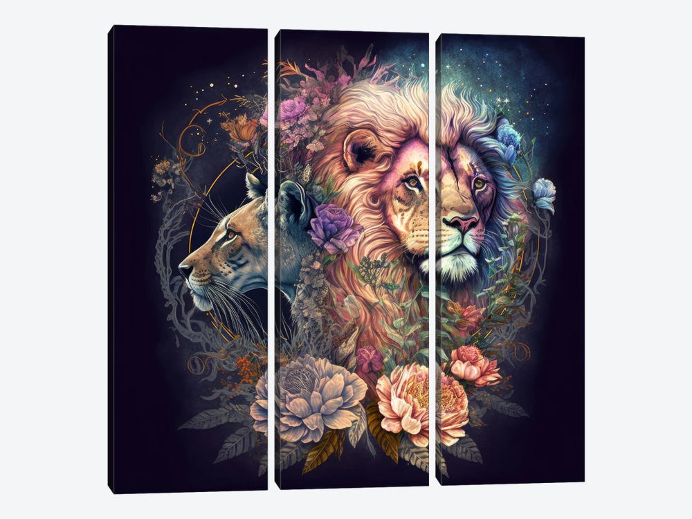 Flower Lion Pride Unite by Spacescapes 3-piece Art Print