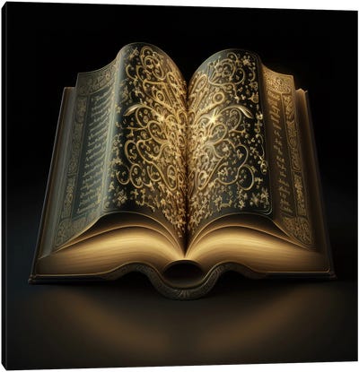 Ancient Book Glowing Canvas Art Print - Dark Academia