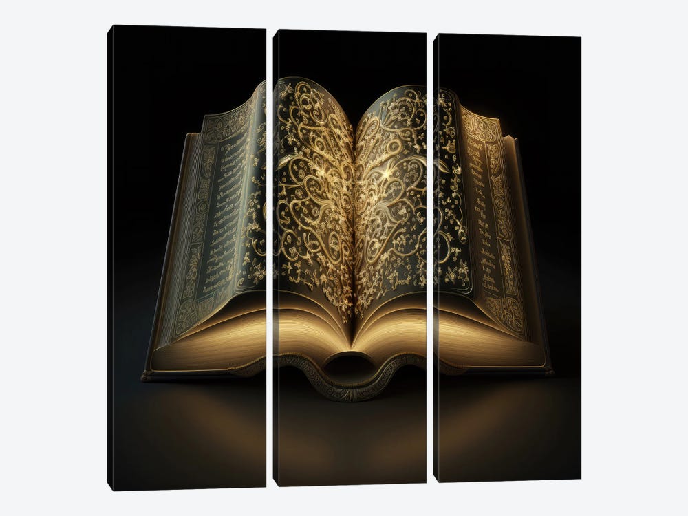 Ancient Book Glowing by Spacescapes 3-piece Canvas Art Print