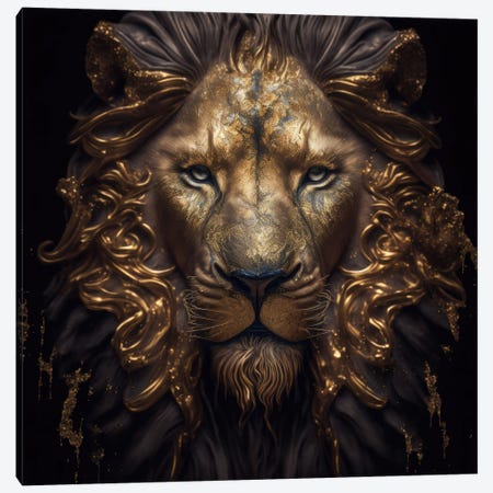 Golden Pride Lion Canvas Print #SPU31} by Spacescapes Canvas Artwork