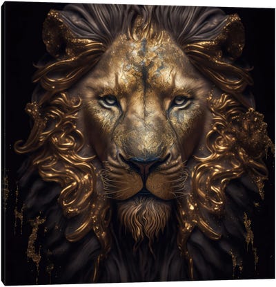 Golden Pride Lion Canvas Art Print - Wild Cat Art