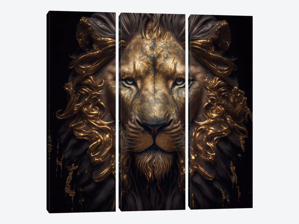 Golden Pride Lion by Spacescapes 3-piece Canvas Print