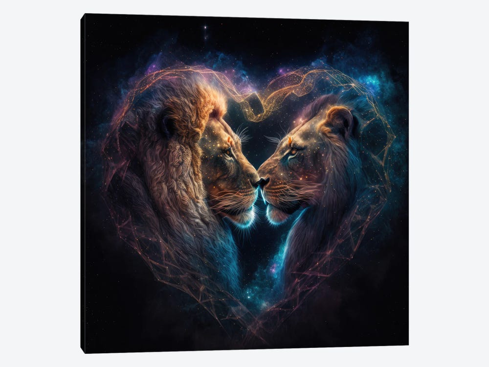 Lion Galaxy Love by Spacescapes 1-piece Canvas Art Print