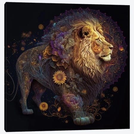 Lion Of Celestial Nature Canvas Print #SPU36} by Spacescapes Canvas Art Print