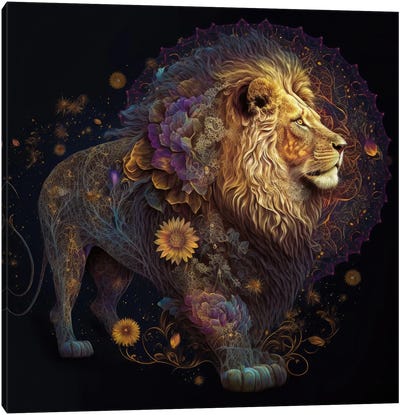 Lion Of Celestial Nature Canvas Art Print - Spacescapes
