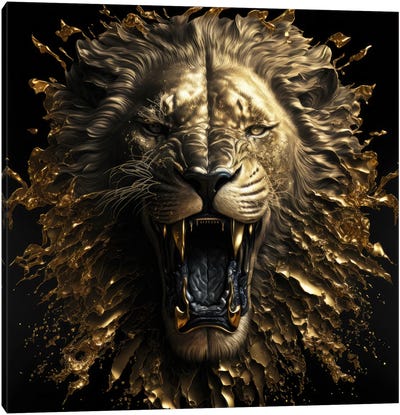 Lion's Shattering Roar Canvas Art Print - Spacescapes