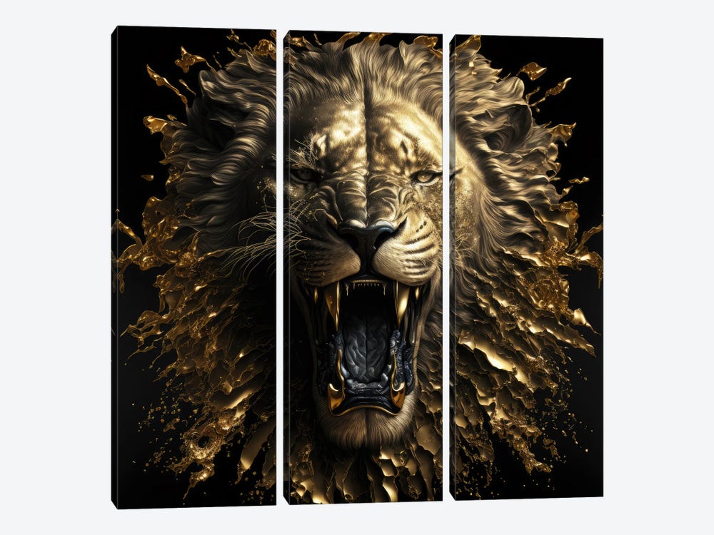 Lion's Shattering Roar by Spacescapes 3-piece Canvas Wall Art