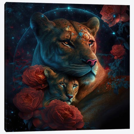 Star Watching, Lion Love Canvas Print #SPU41} by Spacescapes Canvas Print