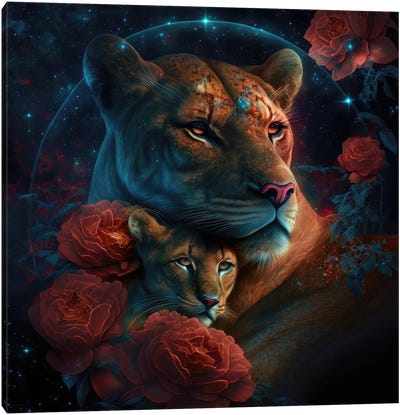 Star Watching, Lion Love Canvas Art Print - Spacescapes