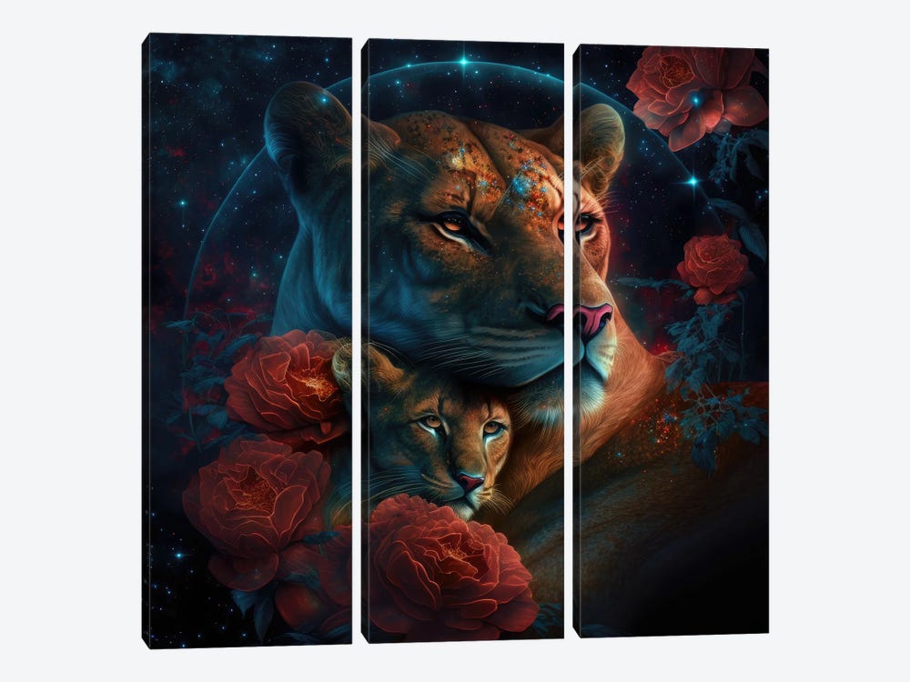 Star Watching, Lion Love by Spacescapes 3-piece Canvas Art