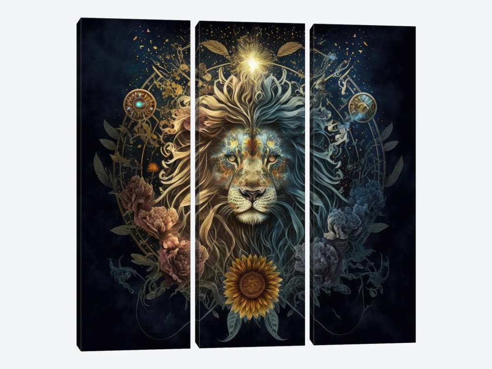 Sunflower Pride, Lion by Spacescapes 3-piece Canvas Print